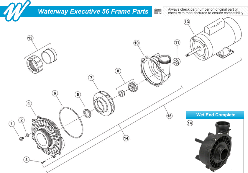 Waterway Wet End 310-1710 | Executive 56fr (2") 1hp - Diagram