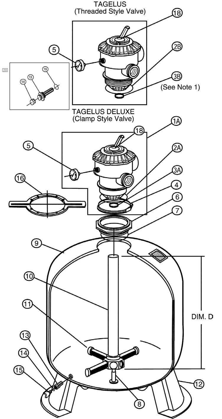 Pentair 155007 Lateral 5-11/32" Tagelus Diagram