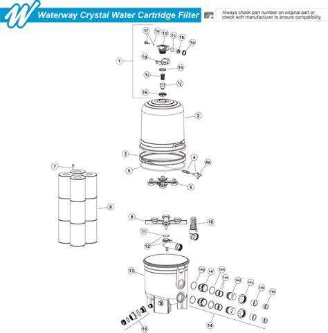 Waterway 550-4500 Intake Diffuser Crystal Water Cartridge Filter Diagram. 